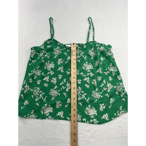 NWOT Lush Women's Medium Green Floral Short Ruffle Sheer Blouse - Picture 7 of 7